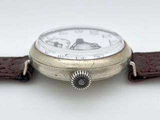 Rare LONGINES 1910 ' s PRE - WWI MILITARY TRENCH 33mm Porcelain Dial RUNS 6