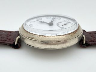 Rare LONGINES 1910 ' s PRE - WWI MILITARY TRENCH 33mm Porcelain Dial RUNS 9