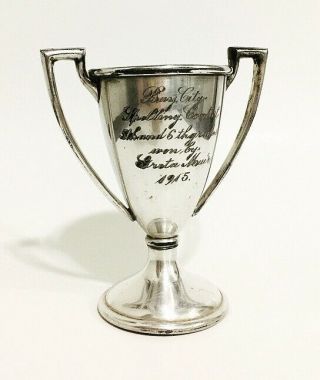 Antique Quadruple Silver Plate Trophy Engraved 1915 Spelling Contest Bay City Mi