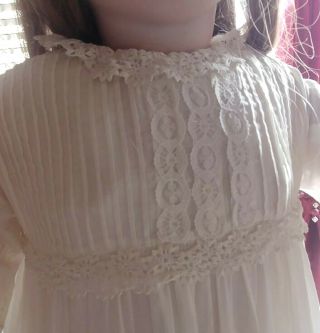 LARGE Antique Lace,  Pin Tucks Doll Dress for French Jumeau Bru or German Doll 4