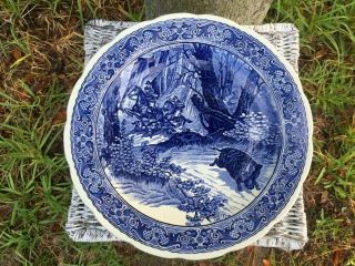 Vtg Delft Boch Belgium Royal Sphinx Hunters Horses Hounds Dogs Wild Boar Charger