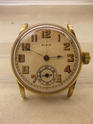 Rare,  Vintage,  Elgin,  Ww I,  Trench,  Us Military,  Man.  Wind Watch,  Orig.  Dial,  10krgp Case