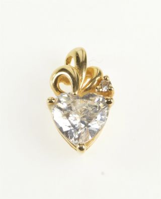 14k Heart Cut Cubic Zirconia Love Symbol Pendant Yellow Gold 33