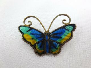 David Andersen Norway Enamel Butterly Sterling Silver Pin 1 1/4 " Gold Vermil