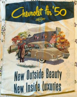 Rare 1950 Chevrolet Dealership Cloth Banner Sign.  " Beauty & Luxury "