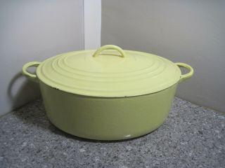 Vintage Le Creuset 9.  5qt Dutch Oven " H " W/ribbed Bottom Vgc Pre - Owned - Yellow