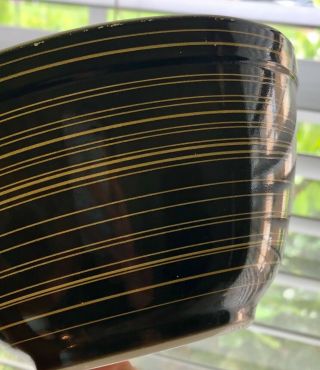 RARE Vintage Pyrex Black and YELLOW Terra Stripe 401 1 1/2 pt bowl HTF 10