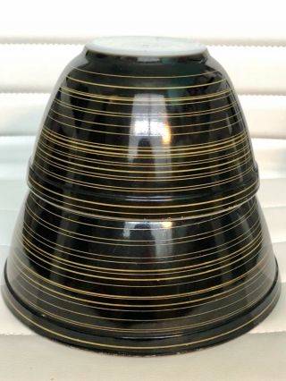RARE Vintage Pyrex Black and YELLOW Terra Stripe 401 1 1/2 pt bowl HTF 12