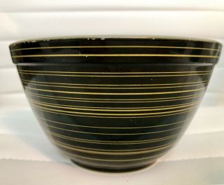 Rare Vintage Pyrex Black And Yellow Terra Stripe 401 1 1/2 Pt Bowl Htf