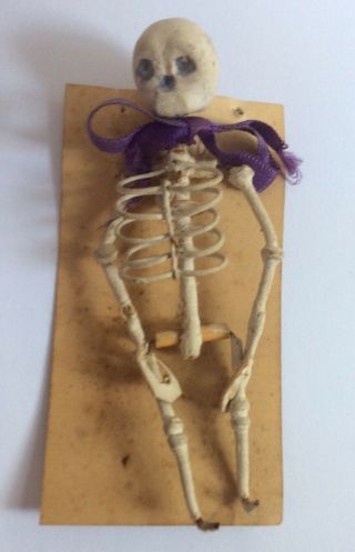 Vintage Antique Halloween Skeleton Unusual Miniature Party Favor Wire Paper