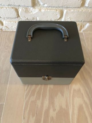 VINTAGE 1950 ' s COLUMBIA SOLID WOOD RECORD CARRY CASE VINYL 45 RPM STORAGE TOTE 8