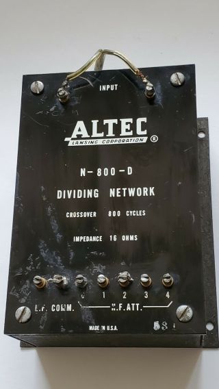 Vintage Altec Lansing Crossover Dividing Network N - 800 - D 16 Ohms Black