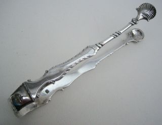 Antique Geoirgian Solid Silver Cast Arm Sugar Tongs C1770 Richard Mills 39.  1g