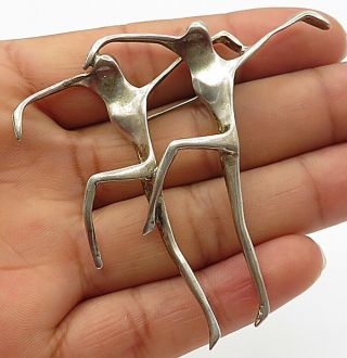 925 Sterling Silver - Vintage Abstract Dancing Couple Brooch Pin - Bp1925