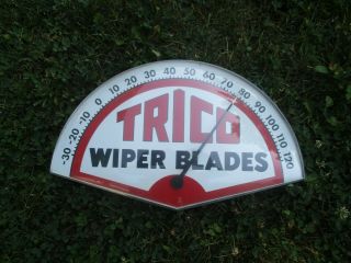 Vintage Trico Wiper Blades Metal Sign Thermometer