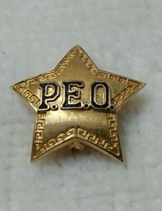 Vintage 1944 P.  E.  O.  Sisterhood Sorority - 10k Gold - Star Fraternity Pin - Engraved