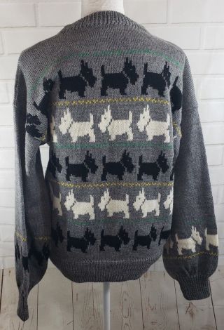 Sally’s Own Vtg Pure Wool Grey Scottish Terrier Sweater England Sz Large Women ' s 3