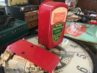 Vintage Drug Store Soda Fountain Coca Cola Drip Protector Dispenser W Paper Sign