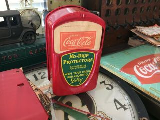 Vintage Drug Store Soda Fountain Coca Cola Drip Protector Dispenser w paper Sign 2