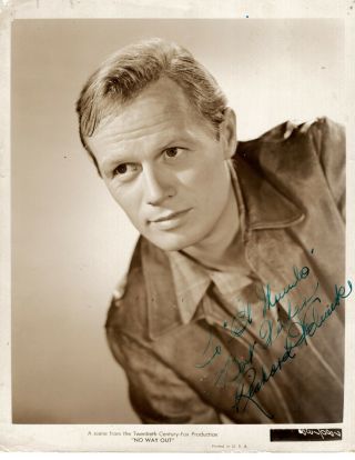Leading Actor Richard Widmark,  Rare Signed Vintage Studio Photo.
