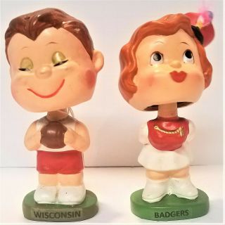 Vintage Wisconsin Badger Basketball Boy And Girl Kissing Bobbleheads Lego Japan