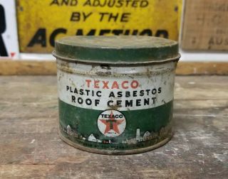 Vintage Texaco Plastic Asbestos Roof Cement 1 Pound Grease Oil Can