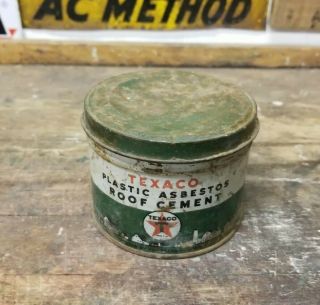 Vintage Texaco Plastic Asbestos Roof Cement 1 Pound Grease Oil Can 2