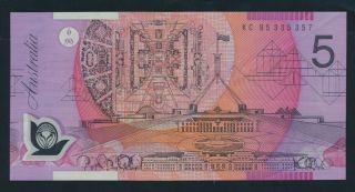 Australia: 1995 $5 Fraser - Evans Narrow Bands Rare Last Prefix " Kc95 " Vf Cat $680