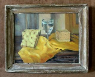 Estate Found Fine Vintage Still Life Oil Painting On Canvas Framed