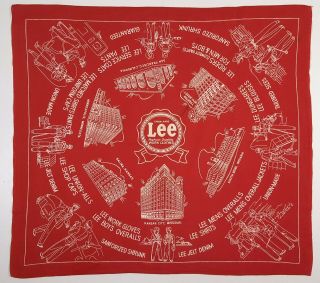 Vintage Lee Jeans Advertising Bandana Red Handkerchief Old 1940s