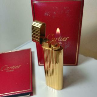 Vintage Cartier Gas Lighter Gold 1980s Swiss Made Ship From Japan