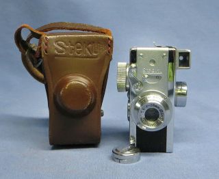 Rare Vintage Steky Model Iii Mini Subminiature Spy Camera 16mm W/ Leather Case