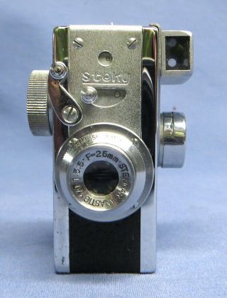 Rare Vintage Steky Model III Mini Subminiature Spy Camera 16mm w/ Leather Case 2