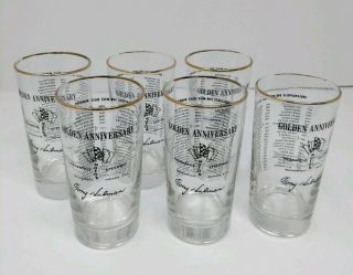 Set Of 6 Indianapolis Indy 500 Glasses Vintage Golden Anniversary 1911 - 1961 Rare