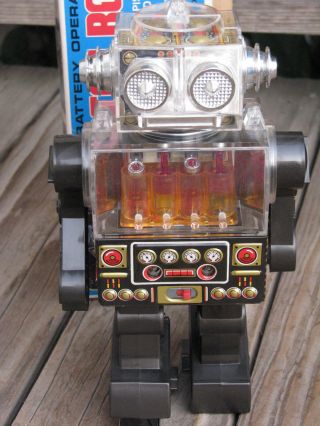 Rare Horikawa Sh 1977 Piston Robot 10½” Plastic B/o Tin Space Toy Japan