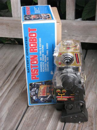RARE HORIKAWA SH 1977 Piston Robot 10½” Plastic B/O Tin Space Toy JAPAN 7