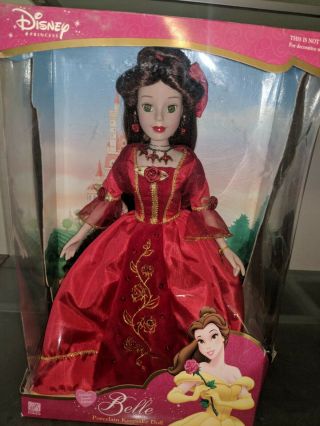 Collectible Disney Porcelain Doll,  Belle 2003 Holiday Jewels Edition Nib