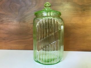 Vintage Hocking Glass Co.  Ribbed Large Green Kitchen Canisters 1930’s