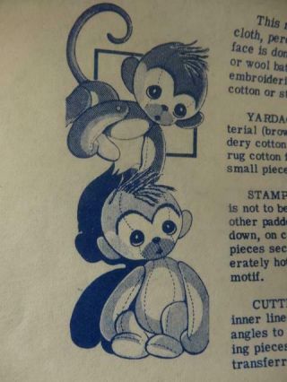 Vintage 40s Mail Order Pattern - Monkey Doll - Stuffed Toy 319 - American Weekly