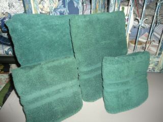 Vintage Ralph Lauren Basic Large Green (4pc) Set Bath Sheet,  Hand & Bath Towels