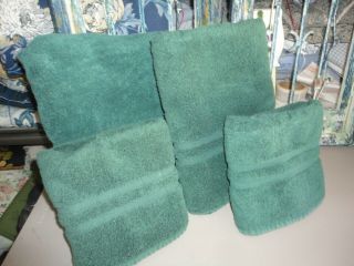 VINTAGE RALPH LAUREN BASIC LARGE GREEN (4PC) SET BATH SHEET,  HAND & BATH TOWELS 2
