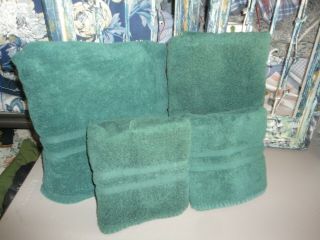 VINTAGE RALPH LAUREN BASIC LARGE GREEN (4PC) SET BATH SHEET,  HAND & BATH TOWELS 3