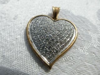 Spectacular Vintage Over 80 Pave Diamonds 14k Yellow Gold Heart Pendant