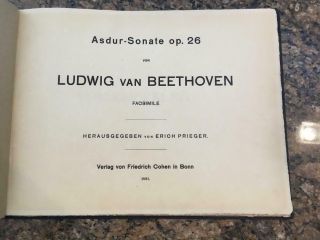 Beethoven Piano Sonata Op 26.  RARE Facsimile of Autograph Manuscript.  From 1895 2