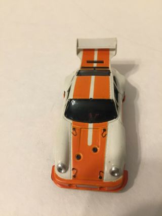 Vintage Aurora AFX Slot Car Orange White Porsche Turbo RSR Speedsteer Base 3