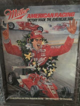 Vintage Indianapolis 500 1985 Ron Burton Danny Sullivan Miller Sign