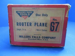 VINTAGE MILLER FALLS TOOLS 67 ROUTER PLANE WOOD TOOL W/ BOX 3