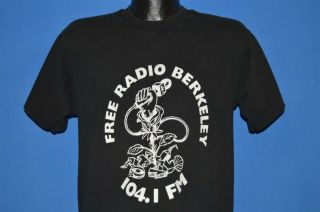 Vintage 90s Radio Berkeley 104.  1 Fm Logo California Radio Black T - Shirt L