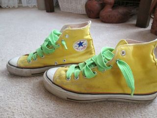 Vintage Converse All Star Chuck Taylor Made In The Usa Hi Tops 9.  5 Yellow