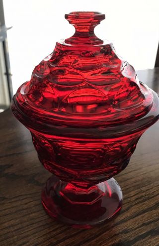 VINTAGE Ruby Red Depression Glass Compote/candy Dish - 12 Long Stem Goblets Diamo 4